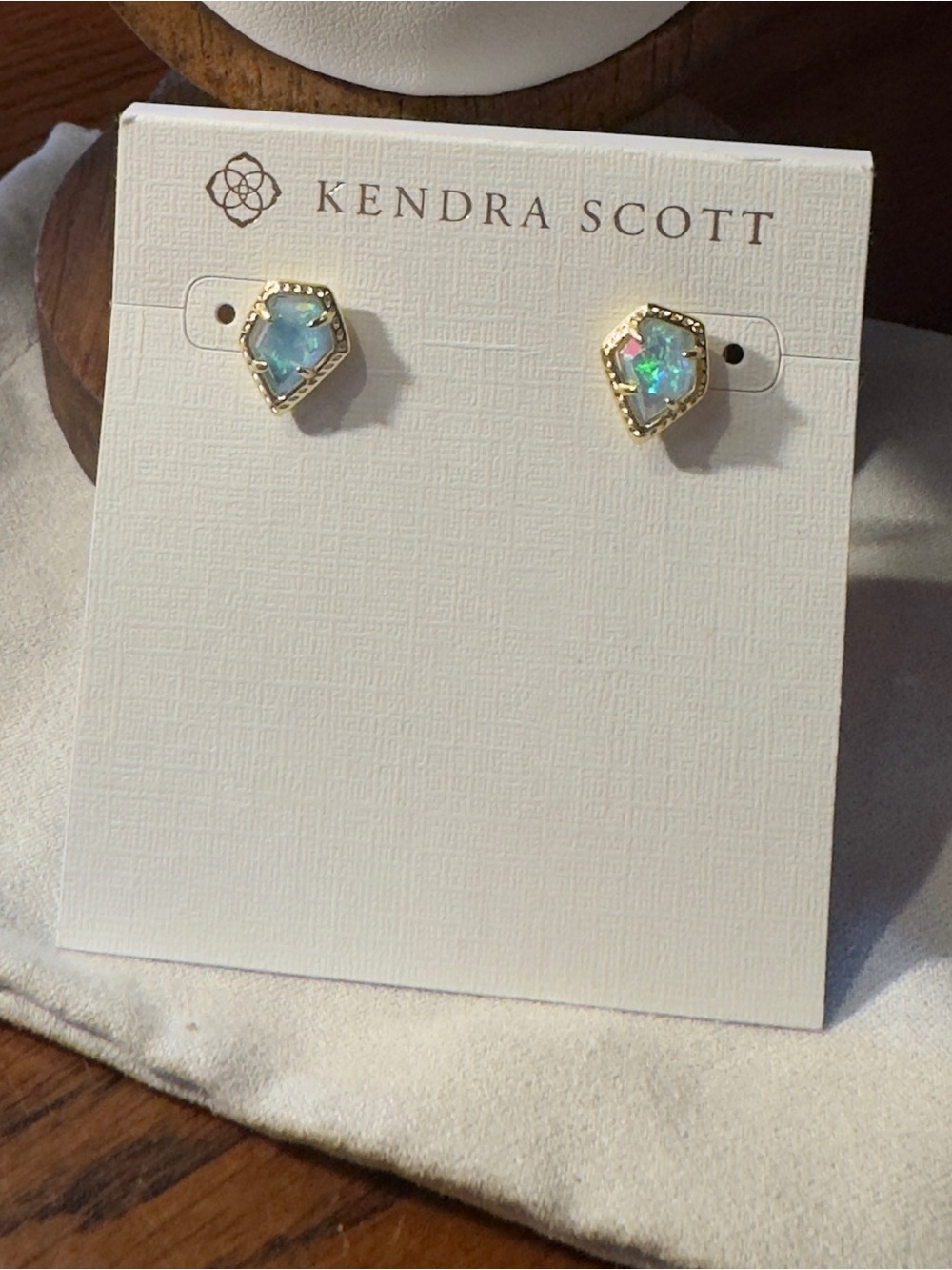 Kendra Scott Gold Iridescent Opal Hexagon Stud Earrings